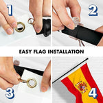 Load image into Gallery viewer, G128 Combo Pack: 6 Feet Tangle Free Spinning Flagpole (Black) Spain Spanish Flag 3x5 ft Printed 150D Brass Grommets (Flag Included) Aluminum Flag Pole