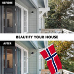 Load image into Gallery viewer, G128 Combo Pack: 6 Feet Tangle Free Spinning Flagpole (Silver) Norway Norwegian Flag 3x5 ft Printed 150D Brass Grommets (Flag Included) Aluminum Flag Pole