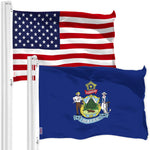 Load image into Gallery viewer, G128 Combo Pack: American USA Flag 3x5 Ft 150D &amp; Maine ME State Flag 3x5 Ft 300D  Both LiteWeave Pro Series Printed Poly, Brass Grommets