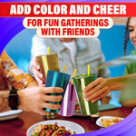 Load image into Gallery viewer, 6 Pcs Aluminum Tumblers 15 oz   Lightweight Durable and Reusable Metal Cups  Vibrant Festive Colors for Hot and Cold Beverages  Sturdy Anodized Design for Parties and Outdoor Use  Hand Wash Only