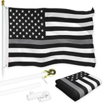 Load image into Gallery viewer, G128 Combo Pack: Flag Pole 6 FT White Tangle Free &amp; Thin Gray Line Flag 3x5 FT Brass Grommets Printed Polyester (Flag Included) Aluminum Flag Pole