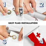 Load image into Gallery viewer, G128 Combo Pack: 6 Ft Tangle Free Aluminum Spinning Flagpole (Silver) &amp; Tonga Tongan Flag 3x5 Ft, LiteWeave Pro Series Printed 150D Polyester  Pole with Flag Included