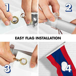 Load image into Gallery viewer, G128 Combo Pack: 6 Ft Tangle Free Spinning Flagpole (Silver) &amp; Laos Flag 3x5 Ft Printed 150D Polyester, Brass Grommets (Flag Included) Aluminum Flag Pole