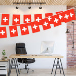 Load image into Gallery viewer, G128 Switzerland Swiss Bunting Banner  Flag 8.2 x 5.5 Inch, Full String 33 Feet  Printed 150D Polyester, Decorations For Bar, School, Festival Events Celebration