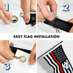 Load image into Gallery viewer, G128  6 Feet Tangle Free Spinning Flagpole (Black) Thin Red Line Flag Brass Grommets Spun Polyester 3x5 ft (Flag Included) Aluminum Flag Pole