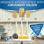 Load image into Gallery viewer, Dish Brush Set of 5 with Convenient Holder Bottle Water Brush Dish Scrub Brush Scrubber Brush and Straw Brush Kitchen Scrub Brushes Non Slip Long Handle for Sink Dishes Cup Pot