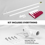 Load image into Gallery viewer, G128 Combo Pack: 6 Ft Tangle Free Spinning Flagpole (White) &amp; Qatar Flag 3x5 Ft Printed 150D Polyester, Brass Grommets (Flag Included) Aluminum Flag Pole