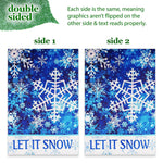 Load image into Gallery viewer, G128 Combo Pack: Garden Flag Stand Black 36 in x 16 in &amp; Garden Flag Winter Decoration Let It Snow Snowflakes 12x18 DoubleSided Blockout Fabric