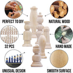 Load image into Gallery viewer, Unpainted Wood Chess Pieces Set of 32 pcs Chess Sets for DIY Craft Unfinished