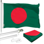 Load image into Gallery viewer, Combo Pack 6 Ft Tangle Free Spinning Flagpole Silver and Bangladesh Flag 3x5 Ft