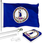 Load image into Gallery viewer, G128 Combo Pack: 6 Feet Tangle Free Spinning Flagpole (Silver) Virginia VA State Flag 3x5 ft Printed 150D Brass Grommets (Flag Included) Aluminum Flag Pole