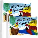 Load image into Gallery viewer, It's 5 O'Clock Somewhere Flag 3x5 Ft 2 Pack Printed 150D Polyester Parrot Flag