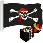 Load image into Gallery viewer, G128 5 Pack: Pirate Jolly Roger Red Head Scarf Flag  2x3 Ft  ToughWeave Series Embroidered 300D Polyester  Novelty Flag, Embroidered Design, Indoor/Outdoor, Brass Grommets