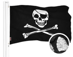 Load image into Gallery viewer, G128 Combo Pack: American USA Flag 16x24 In &amp; Pirate Jolly Roger Bones Flag 16x24 In  Both ToughWeave Series Embroidered 300D Polyester, Embroidered Design, Indoor/Outdoor, Brass Grommets