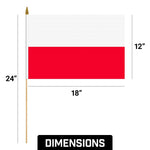 Load image into Gallery viewer, G128 30 Pack Handheld Poland Polish Stick Flags  12x18 In  Printed 150D Polyester, Country Flag, Solid Wooden Stick, Spear Gold Tip