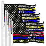 Load image into Gallery viewer, G128 3 Pack: Thin Line First Responders American Flag  3x5 Ft  LiteWeave Series Printed 150D Poly  Duty and Honor Flag, Indoor/Outdoor, Vibrant Colors, Brass Grommet, Thicker and Durable Than 100D
