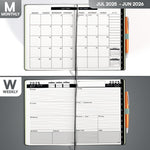 Load image into Gallery viewer, 2025 2026 HARDCOVER Leather Planner Weekly &amp; Monthly   6.5 * 8.5 Inches   Academic Planner Business Personal or Student   Pen Holder Thick Paper July 2025   June 2026 (Dark Grey)