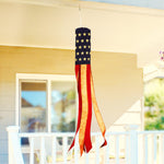 Load image into Gallery viewer, G128 Windsock 60 Inch TeaStained US Flag Windstock 60 in Embroidered Stars and Stripes Patriotic Hanging Decoration