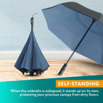 Load image into Gallery viewer, Reverse Umbrella with Sturdy Shaft 8 Reinforced Ribs Teflon Coating Black Navy
