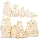 Load image into Gallery viewer, Unfinished Nesting Dolls Blank Set of 7 pcs Wooden Crafts to Paint Your Own Matryoshka Blank Russian Nesting Dolls Unpainted Russian Dolls Blank