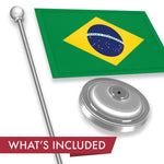 Load image into Gallery viewer, Brazil Brazilian Desk Flag Set 8.5x5.5 In Printed 300D Polyester with Silver