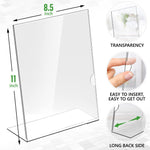 Load image into Gallery viewer, 5 Pack Acrylic Sign Holders 8.5x11 Plastic Stands for Display 8 1 2 x 11 Acrylic Sign Holder with Vertical Slanted Back Clear Plastic Sign Holder Paper Display Table Stand Flyer Document Paper
