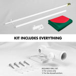 Load image into Gallery viewer, G128 Combo Pack: 6 Ft Tangle Free Spinning Flagpole (White) &amp; Bangladesh Flag 3x5 Ft Printed 150D Polyester, Brass Grommets (Flag Included) Aluminum Flag Pole