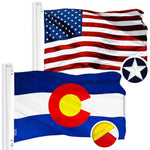 Load image into Gallery viewer, G128 Combo Pack: American USA Flag 2x3 Ft &amp; Colorado CO State Flag 2x3 Ft  Both ToughWeave Series Embroidered Polyester, Embroidered Design, Indoor/Outdoor, Brass Grommets