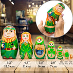 Load image into Gallery viewer, St. Patricks Day Irish Nesting Dolls Set 7 pcs Russian Dolls for St. Patricks