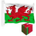 Load image into Gallery viewer, G128 5 Pack: Wales Welsh Flag  3x5 Ft  LiteWeave Pro Series Printed 150D Polyester  Country Flag, Indoor/Outdoor, Vibrant Colors, Brass Grommets, Thicker and More Durable Than 100D 75D Polyester