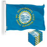 Load image into Gallery viewer, G128 5 Pack: South Dakota SD State Flag  3x5 Ft  LiteWeave Pro Series Printed 150D Polyester  Indoor/Outdoor, Vibrant Colors, Brass Grommets, Thicker and More Durable Than 100D 75D Polyester