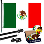 Load image into Gallery viewer, G128  6 Feet Tangle Free Spinning Flagpole (Black) Mexico Double Sided Brass Grommets Embroidered 3x5 ft (Flag Included) Aluminum Flag Pole