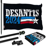 Load image into Gallery viewer, G128 Combo Pack: 6 Ft Tangle Free Aluminum Spinning Flagpole (Black) &amp; DeSantis Election 2024 Flag 3x5 Ft, LiteWeave Pro Series Printed 150D Polyester  Pole with Flag Included