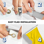 Load image into Gallery viewer, G128 Combo Pack: 5 Ft Tangle Free Aluminum Spinning Flagpole (Silver) &amp; Solid Yellow Color Flag 2x3 Ft, LiteWeave Pro Series Printed 150D Polyester  Pole with Flag Included