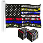 Load image into Gallery viewer, G128 10 Pack: Thin Line First Responders American Flag  3x5 Ft  LiteWeave Series Printed 150D Polyester  Duty and Honor Flag, Vibrant Colors, Brass Grommet, Thicker and Durable Than 100D 75D Poly