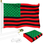 Load image into Gallery viewer, G128 Combo Pack: 6 Ft Tangle Free Aluminum Spinning Flagpole (White) &amp; Afro American Black Liberation BLM Flag 3x5 Ft, LiteWeave Pro Series Printed 150D Polyester  Pole with Flag Included