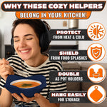 Load image into Gallery viewer, 4 Pcs Microwave Bowl Cozy Holders – Deep Navy Blue Microwave Bowl Holders for Hot Food Protect Hands from Hot Dishes – Soft &amp; Heat Resistant Fabric for Safe Heating &amp; Convenient Use in the Kitchen