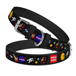Load image into Gallery viewer, Design Leather Dog Collar for Puppy Small Medium and Large Dogs NASA Leather Buckle Dog Collar Boy &amp; Girl Leather Dog Collar (8 11 Neck 1 2 Wide Black)
