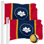 Load image into Gallery viewer, G128 2 Pack: Mississippi 2020 MS State Flag  3x5 Ft  ToughWeave Series Embroidered 300D Polyester  Embroidered Design, Indoor/Outdoor, Brass Grommets