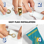 Load image into Gallery viewer, G128 Combo Pack: 6 Ft Tangle Free Aluminum Spinning Flagpole (White) &amp; Kazakhstan Kazakhstani Flag  3x5 Ft LiteWeave Pro Series Printed 150D Polyester  Pole with Flag Included