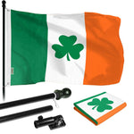 Load image into Gallery viewer, G128  6 Feet Tangle Free Spinning Flagpole (Black) Ireland SHAMROCK Brass Grommets Printed 3x5 ft (Flag Included) Aluminum Flag Pole