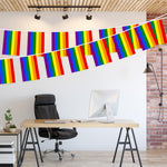 Load image into Gallery viewer, G128 LGBT Rainbow Pride Bunting Banner  Flag 8.2 x 5.5 Inch, Full String 33 Feet  Printed 150D Polyester, Decorations For Bar, School, Festival Events Celebration