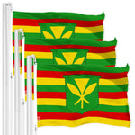 Load image into Gallery viewer, G128 3 Pack: Hawaii Kanaka Maoli Flag  3x5 Ft  LiteWeave Pro Series Printed 150D Polyester  Indoor/Outdoor, Vibrant Colors, Brass Grommets, Thicker and More Durable Than 100D 75D Polyester