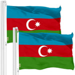 Load image into Gallery viewer, G128 2 Pack: Azerbaijan Azerbaijanis Azeris Flag  3x5 Ft  LiteWeave Pro Series Printed 150D Polyester  Country Flag, Vibrant Colors, Brass Grommets, Thicker and More Durable Than 100D 75D Polyester