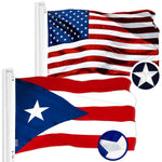 Load image into Gallery viewer, G128 Combo Pack: American USA Flag 2x3 Ft &amp; Puerto Rico Puerto Rican Flag 2x3 Ft  Both ToughWeave Series Embroidered Polyester, Embroidered Design, Indoor/Outdoor, Brass Grommets