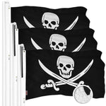 Load image into Gallery viewer, G128 3 Pack: Pirate Jolly Roger Swords Flag  20x30 In  ToughWeave Series Embroidered 300D Polyester  Novelty Flag, Embroidered Design, Indoor/Outdoor, Brass Grommets