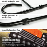 Load image into Gallery viewer, G128 Combo Pack: Garden Flag Stand Black 36 in x 16 in &amp; Garden Flag Fall Decoration Happy Harvest Pumpkin in Truck Bed 12x18 DoubleSided Burlap Fabric