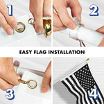 Load image into Gallery viewer, G128 Combo Pack: Flag Pole 6 FT White Tangle Free &amp; USA America Black and White Flag 3x5 FT Brass Grommets Printed Polyester (Flag Included) Aluminum Flag Pole