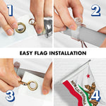 Load image into Gallery viewer, G128 Combo Pack: 6 Feet Tangle Free Spinning Flagpole (Silver) California Double Headed Bear Flag 3x5 ft Printed 150D Brass Grommets (Flag Included) Aluminum Flag Pole