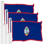 Load image into Gallery viewer, G128 3 Pack: Guam Guamanian Flag  3x5 Ft  LiteWeave Pro Series Printed 150D Polyester  Indoor/Outdoor, Vibrant Colors, Brass Grommets, Thicker and More Durable Than 100D 75D Polyester